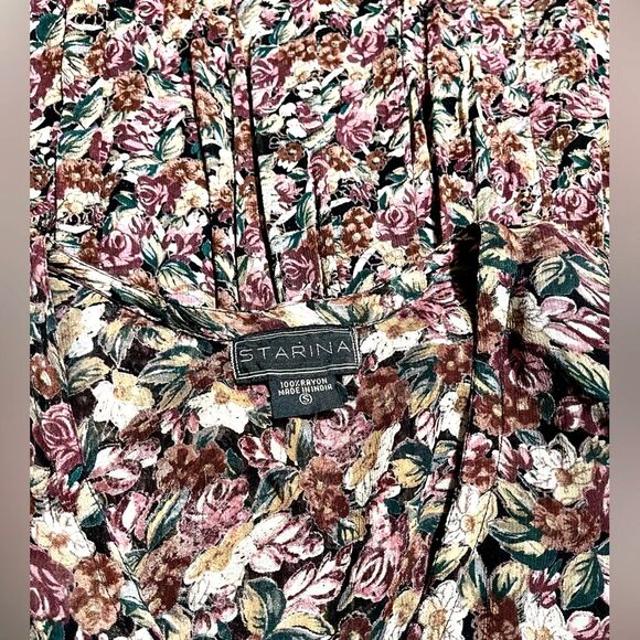 Starina floral dress vintage 90’s flared bohemian gipsy lightweight women’s S - Picture 4 of 4